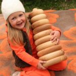 Handmade Wooden Stacking Pyramid: Montessori Waldorf Toy, 20cm Base