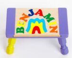 Custom Name Primary Rainbow Puzzle Stool - Personalized educational toy puzzle for preschool toddler children learning their name & colors. - Image 3