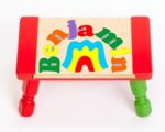 Custom Name Primary Rainbow Puzzle Stool - Personalized educational toy puzzle for preschool toddler children learning their name & colors. - Image 4