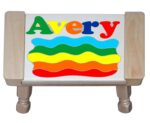 Custom Name Primary Rainbow Puzzle Stool - Personalized educational toy puzzle for preschool toddler children learning their name & colors.