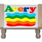 Custom Name Primary Rainbow Puzzle Stool - Personalized educational toy puzzle for preschool toddler children learning their name & colors.