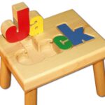 Personalized Name Puzzle Stool: Handmade Wooden Toy