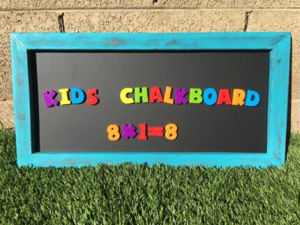 Kids Chalkboard, MAGNETIC Kids Chalkboards 12"x24", Framed magnetic Chalkboard, Wood Chalkboard, kids learning toy