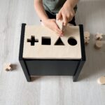 4-in-1 Wooden Toy Box: Shape Sorter, Step Stool, Toddler Storage STB
