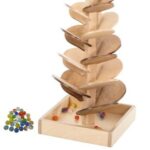 Rainbow MARBLE TREE - Natural Wood Marble Run Toy with Glass Marbles USA