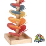 Colorful Rainbow MARBLE TREE - Wood Marble Run Toy with Glass Marbles USA
