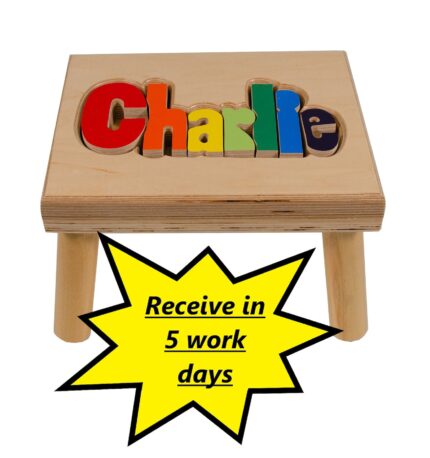 Personalized Name Puzzle Stool made from Maple Wood (No Knots) - Unique Baby Shower Gift - Montessori Toys - New Dad Gift - Educational Toy