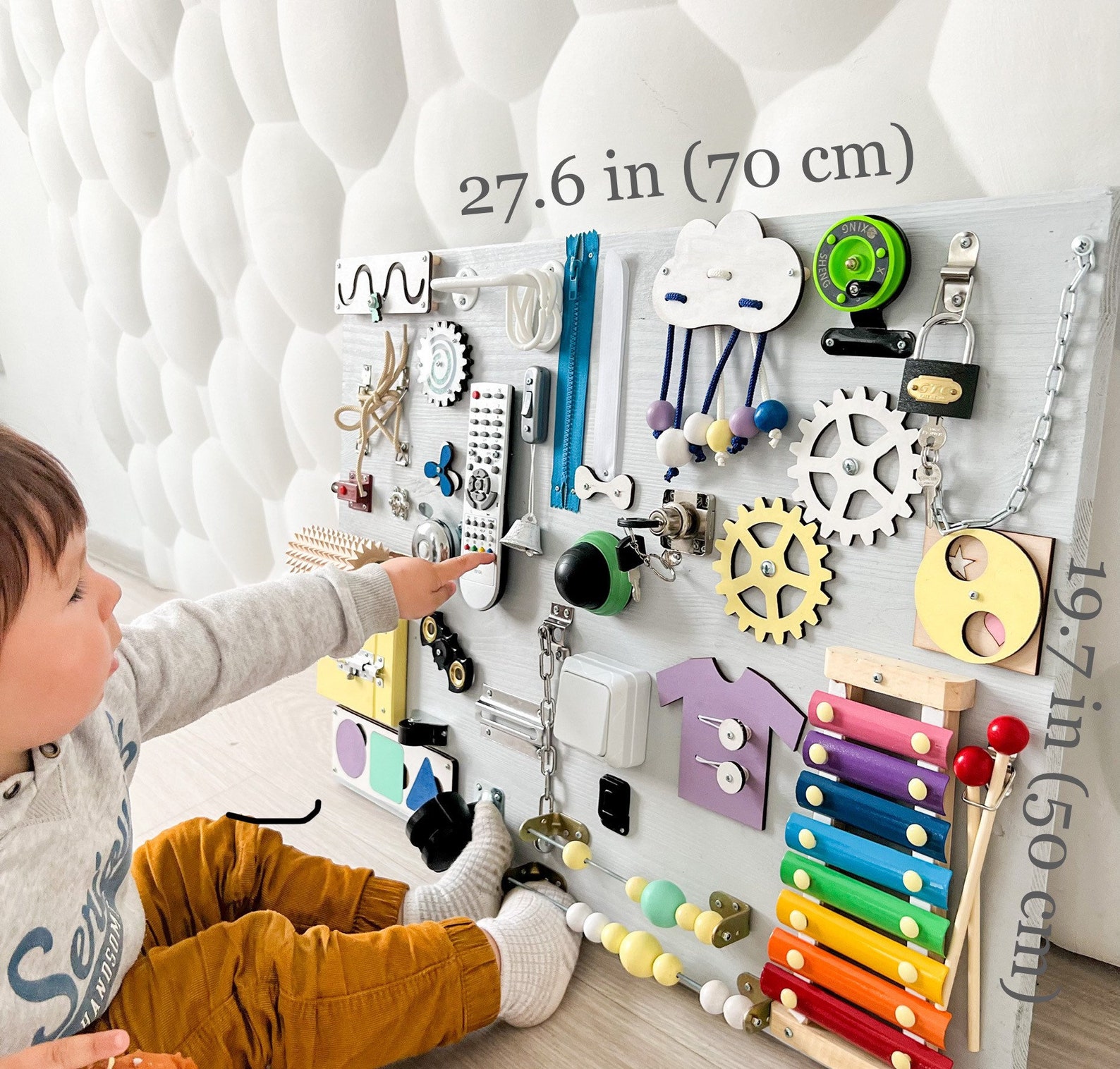 il_1588xN.4123093997_igq2.jpg Handmade Wooden Sensory Fidget Board: Montessori Learning Toy - Image 1
