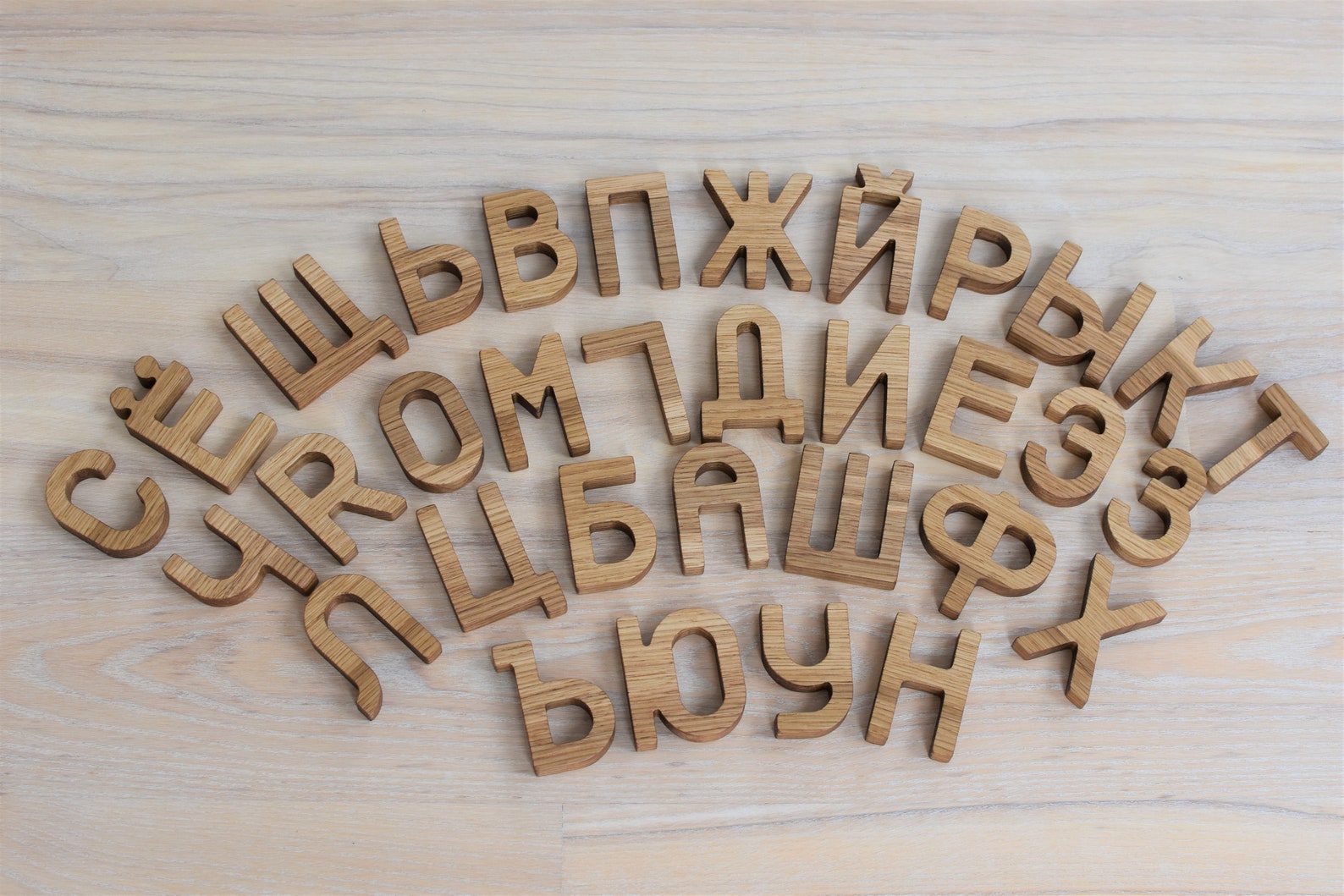 il_1588xN.4713437233_7hoc.jpg Oak Wood Russian Alphabet Letters ABC Learning Toy Wood Letters Russian Language - Image 1