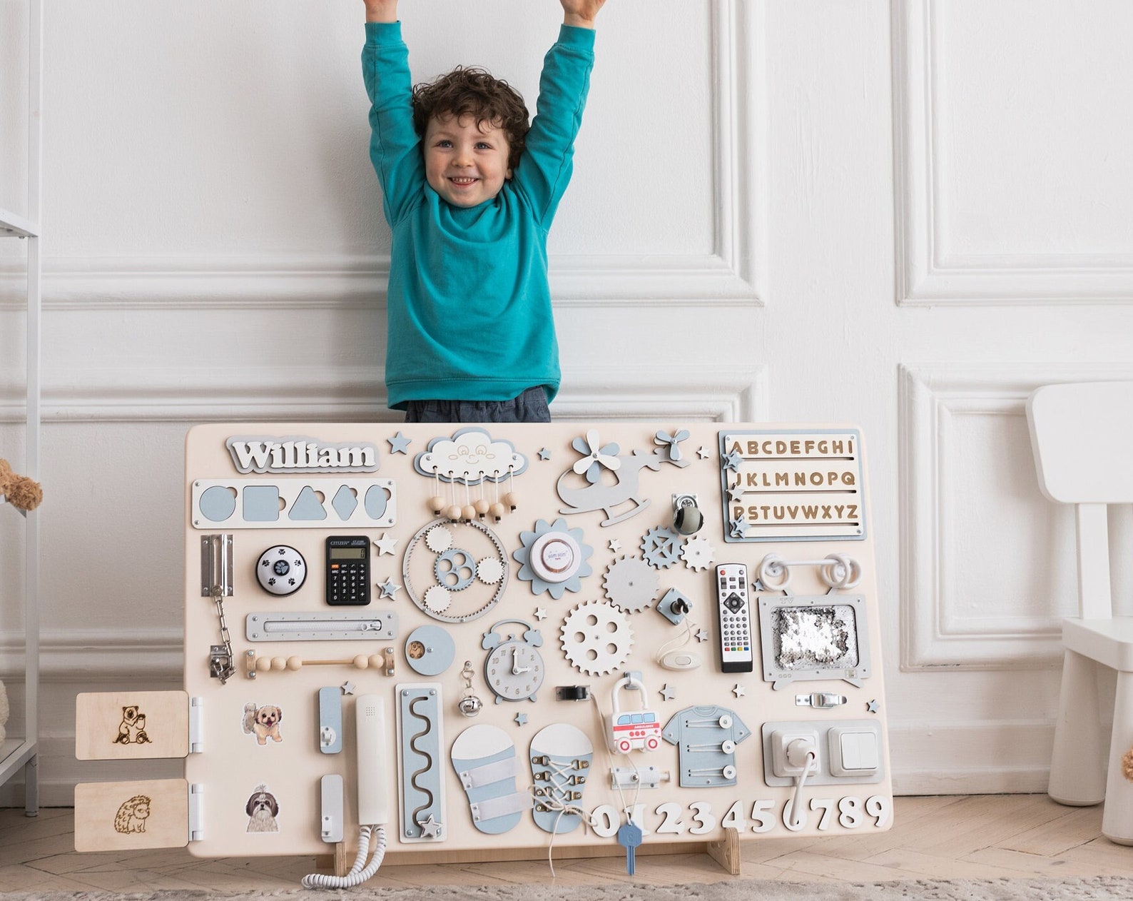 il_1588xN.4766821558_r9wr.jpg Massive Montessori Busy Board for Toddlers: Custom Activity Board - Image 1