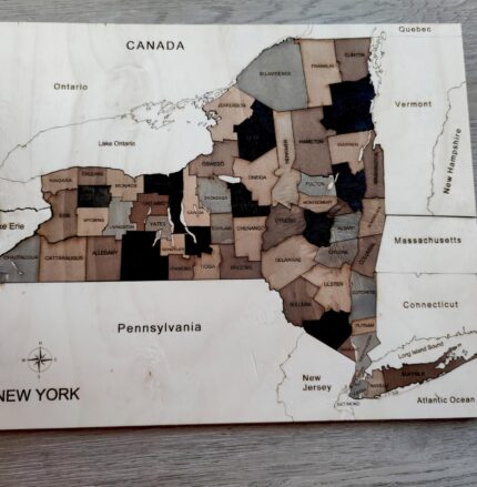 New York Counties Map Puzzle – Educational Wooden Geography Toy for Kids & Schools