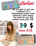 Montessori busy board, Custom baby board for toddler, Wooden sensory board with latch & locks, Natural wood handmade toys for kids - Image 3
