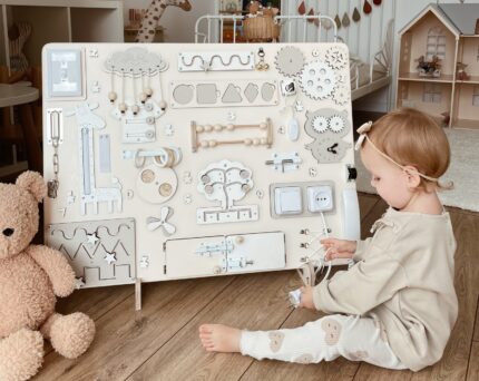 Large Montessori Busy Board: Baby Toddler Activity Learning Toy