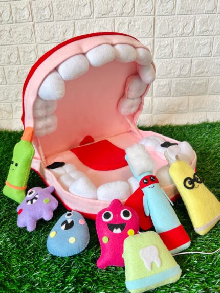 Happy Teeth, Teeth fairy, dental health, Dental Healthy for toddler, Learning dental Hygiene, Montessori TEETH BRUSHING TOY Teaching Aid