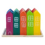Rainbow Wooden Houses Linden Wood Stacking Toy Montessori Educational Gift for Kids - Image 5
