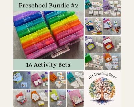 Preschool Activity Bundle #2- 16 task box activity sets with carrying case- Special Education, Homeschool, Pre K, Kindergarten Prep