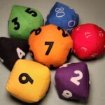 Rainbow Plushie RPG Dice - set of 7 pieces - unique gaming baby toddler toy