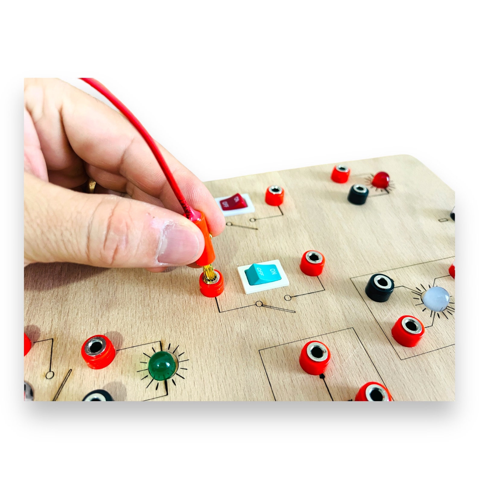 il_1588xN.5938628900_50f0.jpg Wooden Circuit Board Toy | STEM Electronics Learning Board for Kids - Image 1