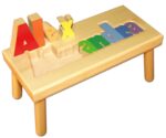 Personalized Name Puzzle Stool: Handmade Ponderosa Pine Wood Toy