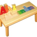 Personalized Name Puzzle Stool: Handmade Ponderosa Pine Wood Toy