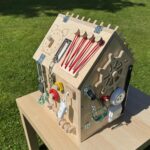 Personalized Montessori LED Busy Board – Wooden Activity House, Sensory Toy
