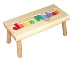 Personalized Name Puzzle Stool: Handmade Ponderosa Pine Wood Toy - Image 2
