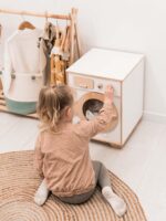 Toy Washing Machine, Natural Wood Finish, Montessori Playroom Furniture - Image 5