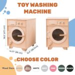 Toy Washing Machine, Natural Wood Finish, Montessori Playroom Furniture - Image 4