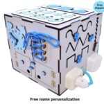 Interactive Busy Cube – Sensory Toy for Toddlers with Buttons, Locks, Gears, and Puzzles to Improve Fine Motor Skills, Focus.