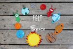Felt planets pieces, 3-8cm, Set of 9 pcs