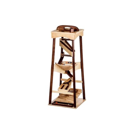 AmishToyBox.com Pyramid Marble Tower Run Wooden Toy - 39" High - Pack of Marbles Included