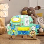 Wooden Busy Board with Locks and Buttons – Fun Learning Toy for Toddlers – Enhances Fine Motor Skills, Sensory Exploration. - Image 3