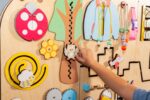 Rounded sensory wall panels in Pastel color for kids museums, libraries, waiting areas and preschool classrooms. Wall-mounted busy board. - Image 6