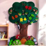 Wall Busy Board for Toddler - Gigant handmade Felt Tree 78 cm (30.7 inches) and Animals - Montessori Educational Toy - kids room wall decor
