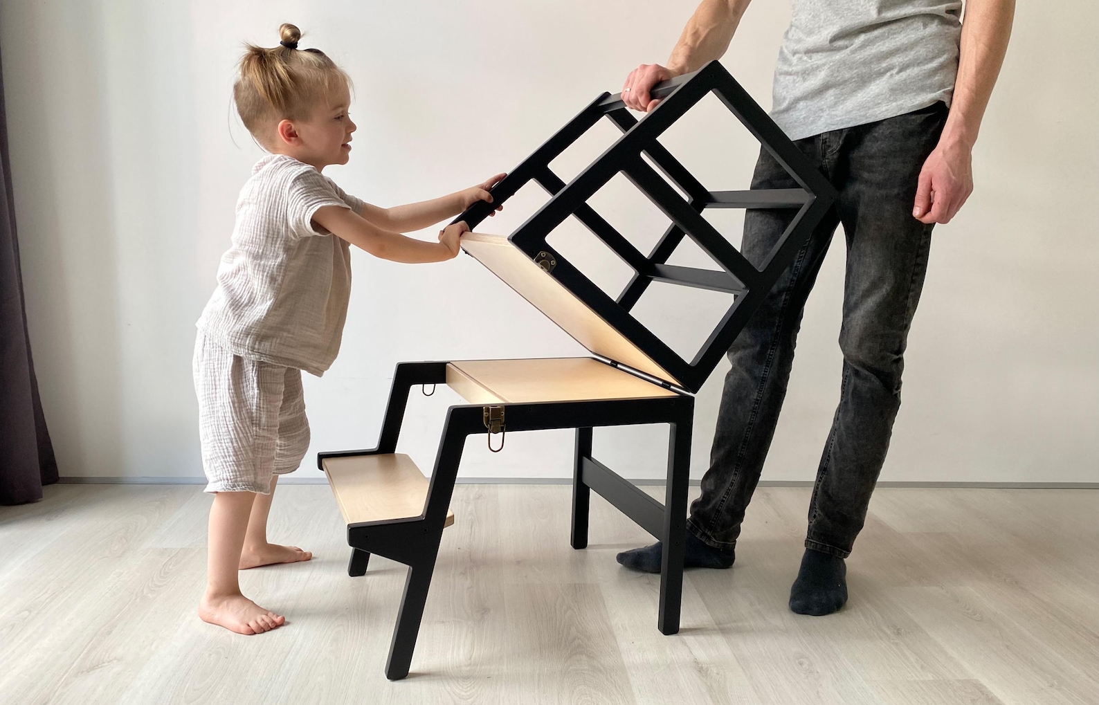 il_1588xN.6724805512_h62n.jpg Convertible Learning Stool: Montessori Kitchen Step Stool & Kids Table CV 18 - Image 1