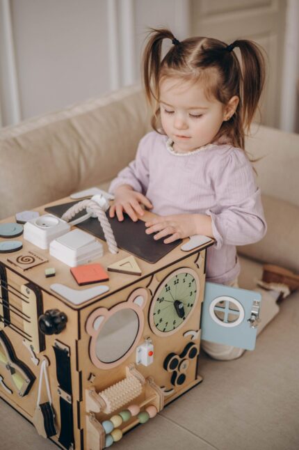 Wooden Learning Toy, Gift for Kids, Handmade Busyboard, 1 year old, Toddler Baby Busy Box Montessori Toy, Sensory Board Baby Activity Board