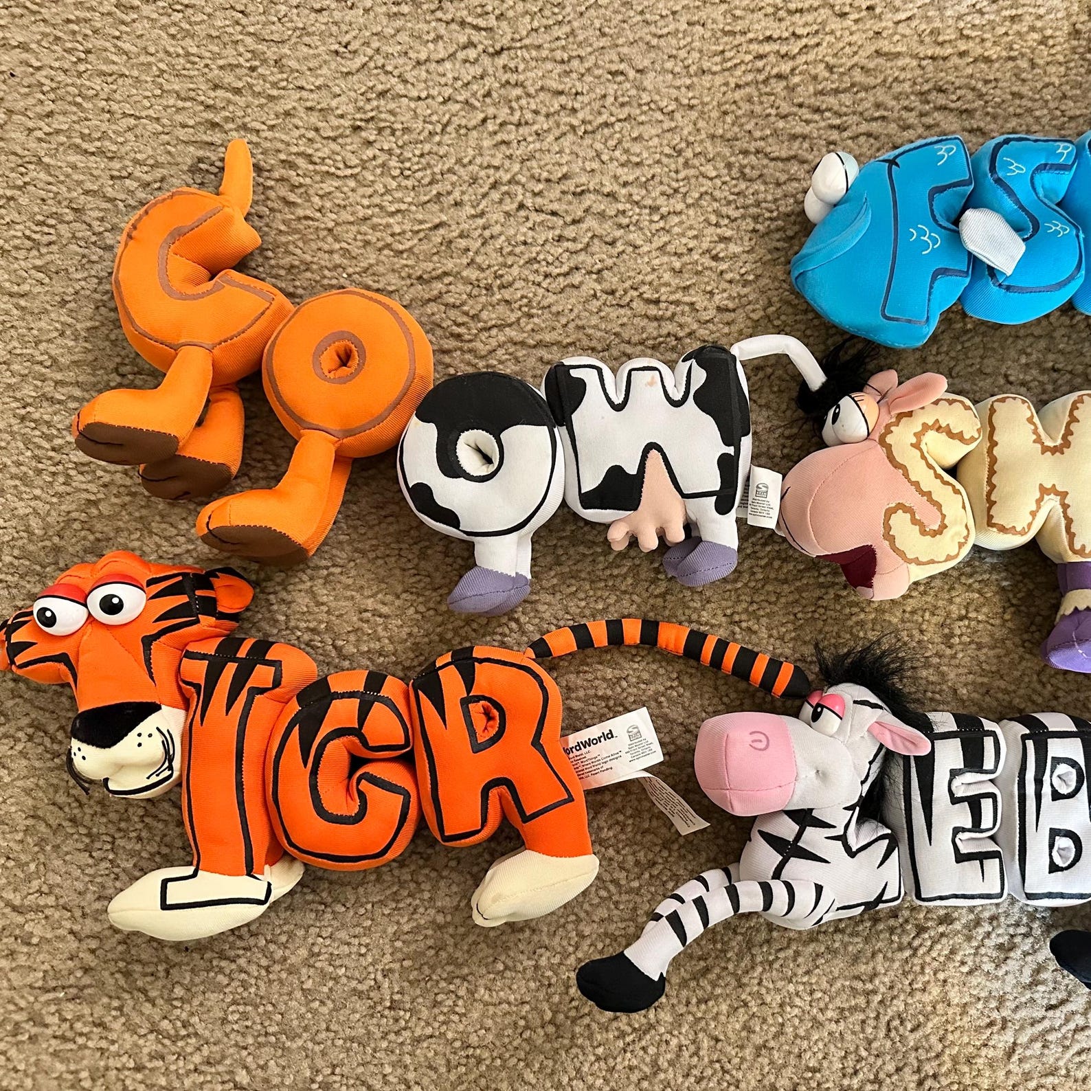 il_1588xN.6820926929_mlxt.jpg Lot of PBS Word World Replacement Stuffed Plush Magnetic Pull Apart Letters Toy Magnets Letters Zebra Animal Wordworld - Image 1