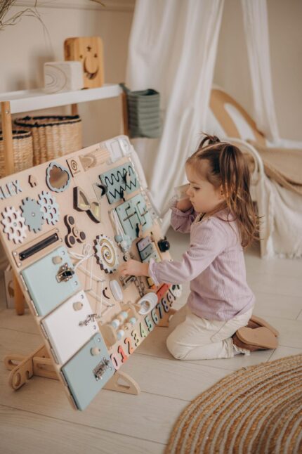Sensory Toy for Kids, Name Busy Board for Toddler, First Birthday Gift, Large Montessori Busy Board, Personalized Gifts for 1 2 3 Year Old