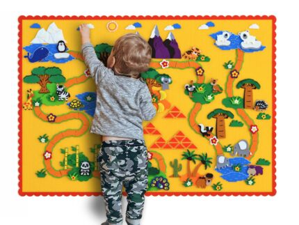 Safari Felt Board with Quiet Book, 280 Velcro toys, Montessori Activity Toy Set, Educational gift for a child, 2-8 years old, early learning