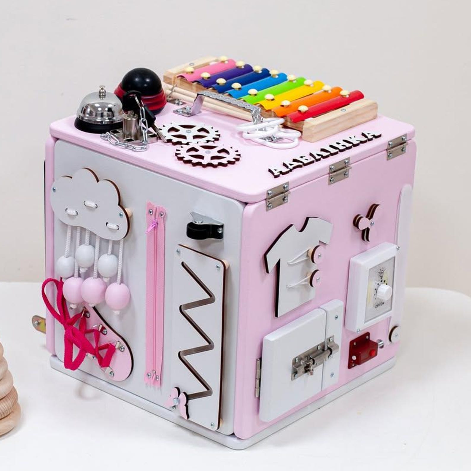 il_1588xN.6887529559_ia77.jpg Busy Box for Toddlers – Sensory Montessori-Inspired Activity Board for Learning, Fine Motor Skills & Fun Play, Independent Play Fun. - Image 1