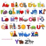 Learn the Letters / Felt magnet ALPHABET with CORRESPONDING SHAPES.