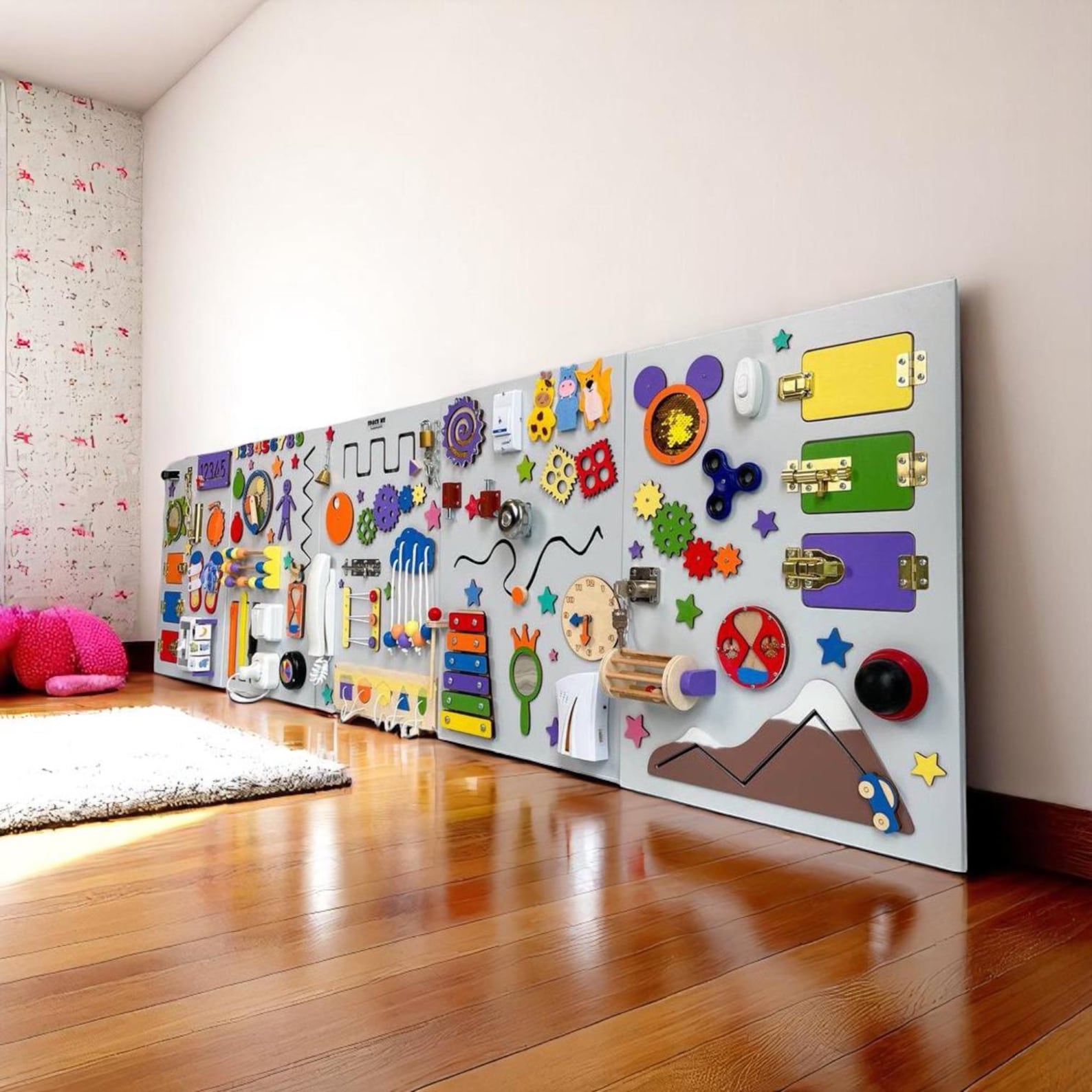 il_1588xN.6926305736_nipd.jpg Montessori Busy Board, Activity Board for Toddlers, Wall-Mounted Panel Set, Ideal for Classrooms, Toddler Toys, Kids Play Toy, Learning Toys - Image 1