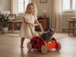 Ladybug Wooden Push Walker, Montessori Toy Wagon & Toy Storage, First Birthday Gift - Image 2