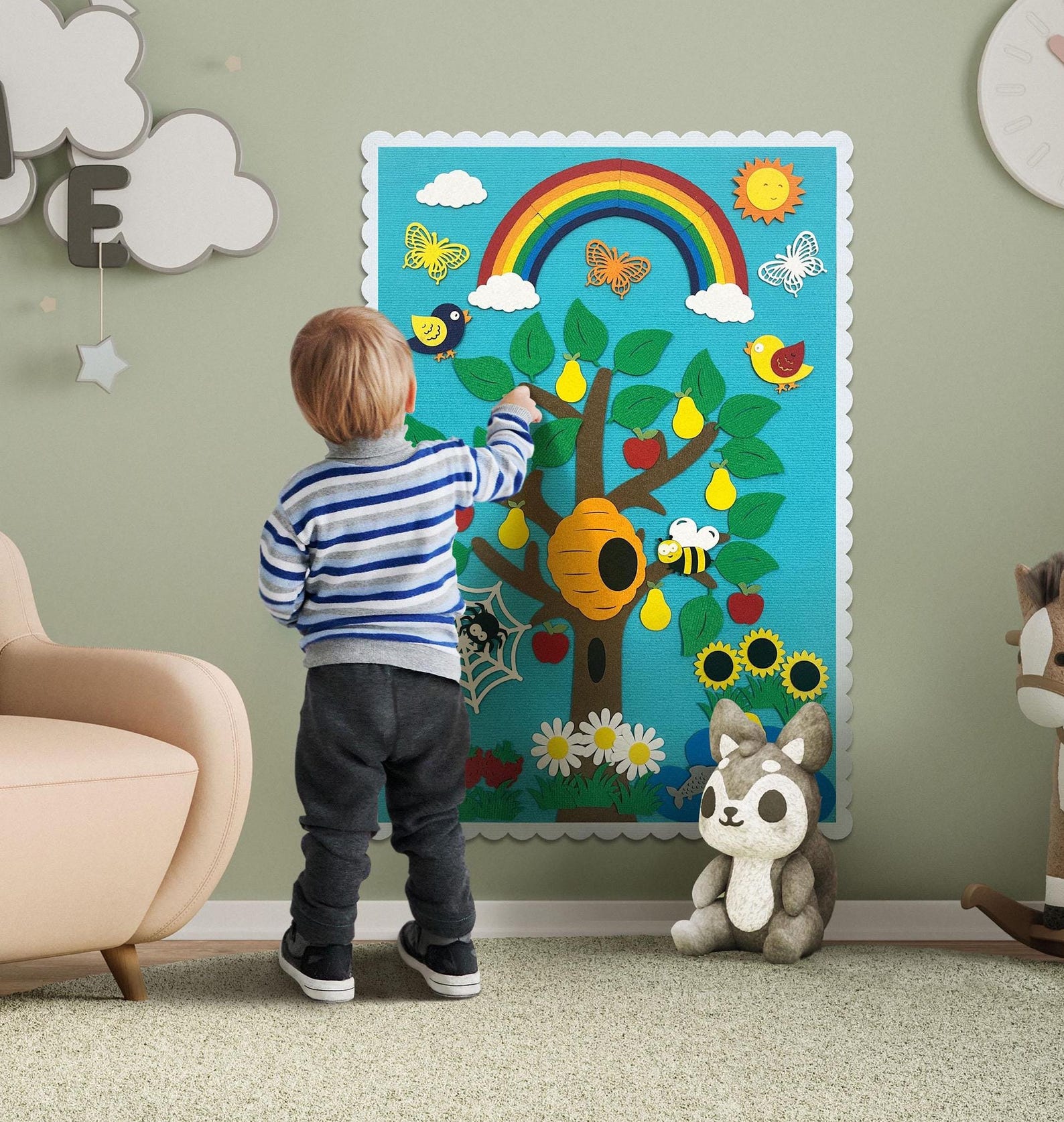 il_1588xN.7328945620_12sa.jpg Four Seasons Felt Story Board: Montessori Educational Toy with 269 Pieces, Spring, Summer, Autumn, Winter, Christmas gift, Early learning - Image 1