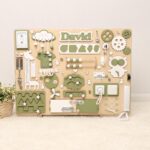 Personalized Wooden Busy Board, Montessori Sensory Wall Activity, Toddler Learning Board