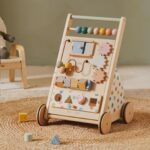 Wooden Baby Walker | Montessori Push Toy for Toddlers | Adjustable Speed Natural Learning Walker