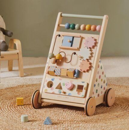 Wooden Baby Walker | Montessori Push Toy for Toddlers | Adjustable Speed Natural Learning Walker