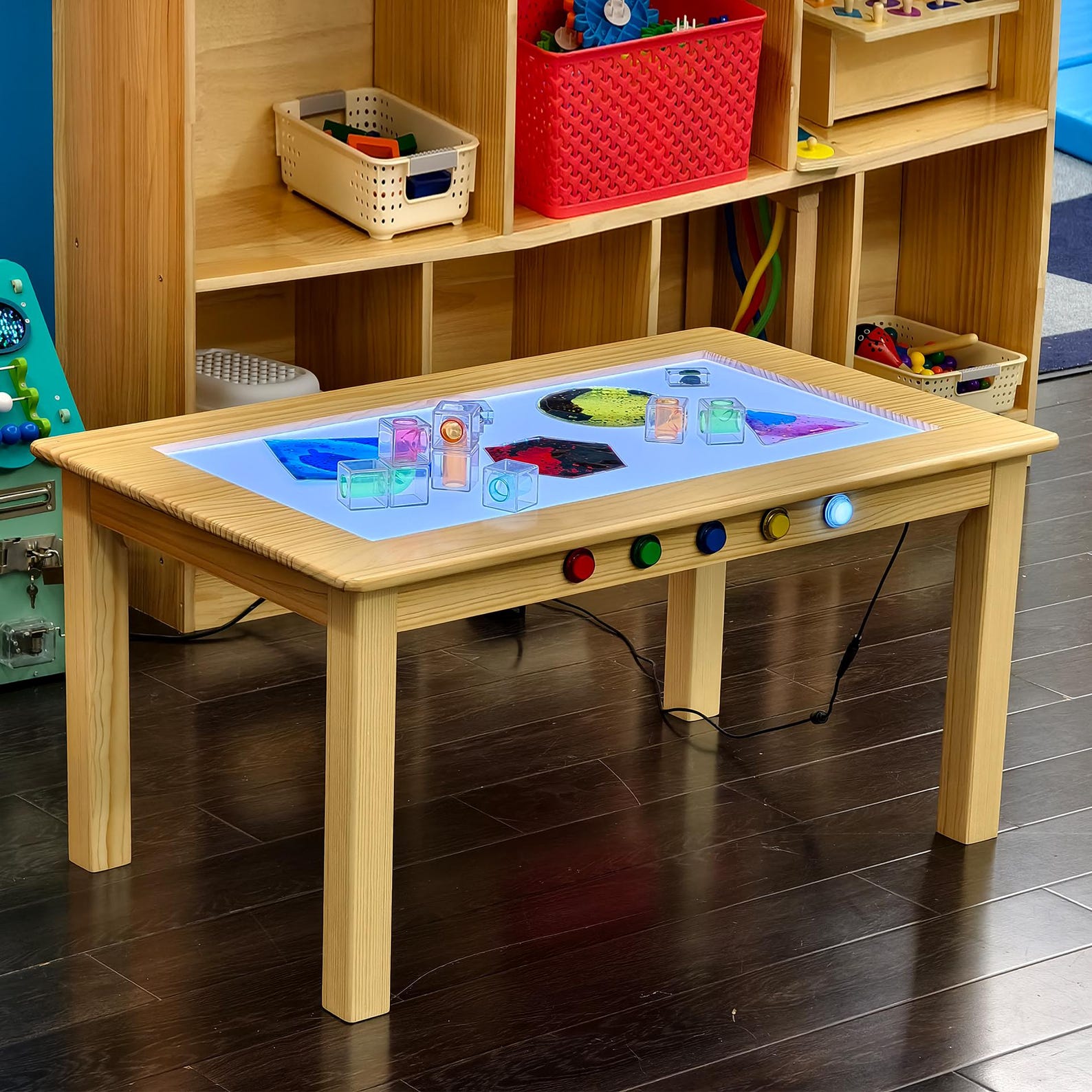 il_1588xN.7394283698_a4i4.jpg Rainbow Sensory Light Table for Kids – LED Wooden Activity Table, Montessori Learning & Color Play - Image 1
