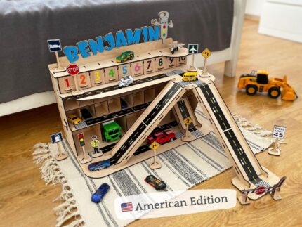 Toy Car Parking Garage, Personalized Toy Car Garage, Car Ramp Toy, Toy Organizer, Car Race Track, Birthday Gift, Montessori Toy, Kids Toy