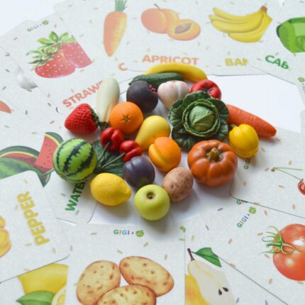 Tiny polymer clay harvest set with educational flashcards, sensory learning toys for toddlers